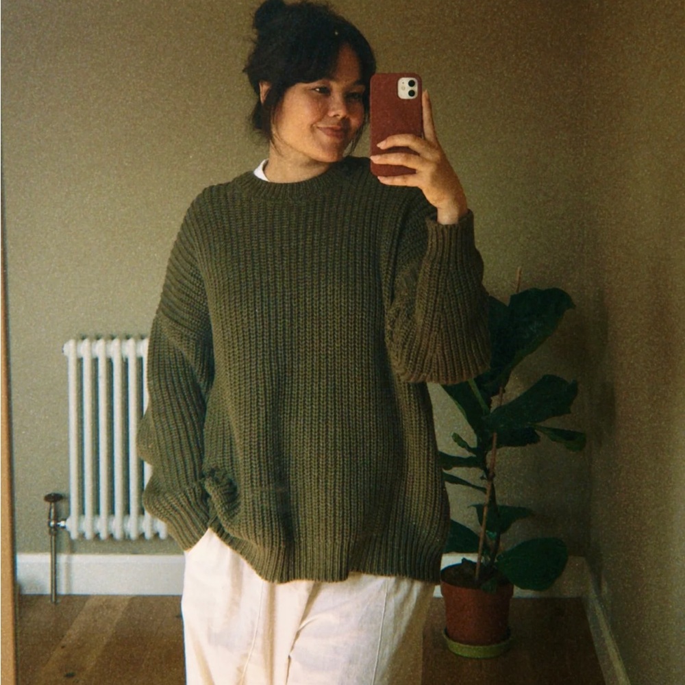 Cozy organic cotton Olive Green Knit Sweater from simple folk
